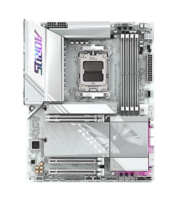 PLACA GIGABYTE X870E A ELITE WIFI7 ICE (BLANCO),AMD,AM5,X870E,4DDR5,256GB,1HDMI+1FHDMI+2USB4,4SATA3+4M.2,2.5GBLAN+WIFI7+BT5.4,6U