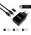 SUBBLIM CARGADOR ULTRA RAPIDO 2xUSB DE PARED PD25W+QC3.0+Cable C To C Y Lightning Negro