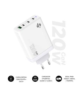 SUBBLIM CARGADOR GAN 120W CHARGER USB C+C+C+A SUBBLIM  Cargadores Smartphones EAN : 8436586743529 