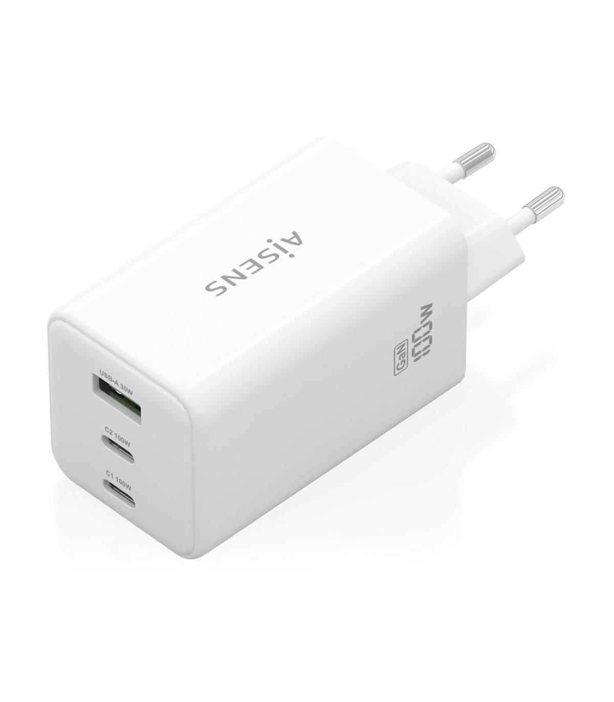 CARGADOR DE PARED GAN AISENS ASCH-100W3P051-W  2XUSB TIPO-C 1XUSB  100W