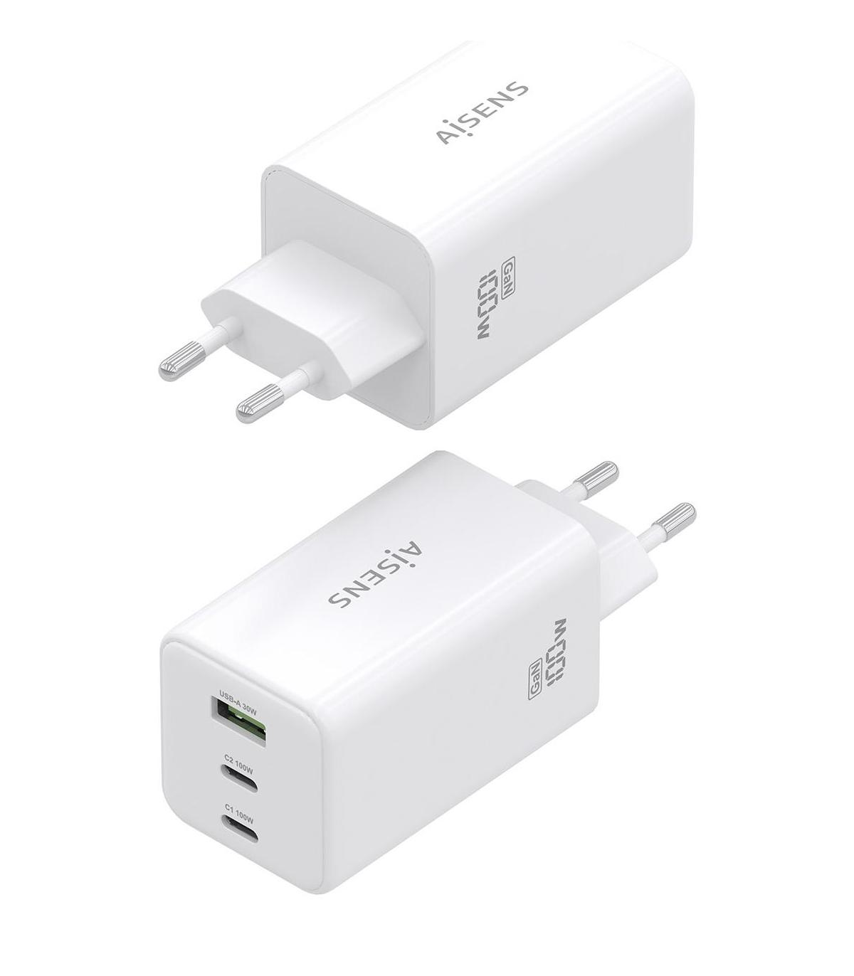 CARGADOR DE PARED GAN AISENS ASCH-100W3P051-W  2XUSB TIPO-C 1XUSB  100W