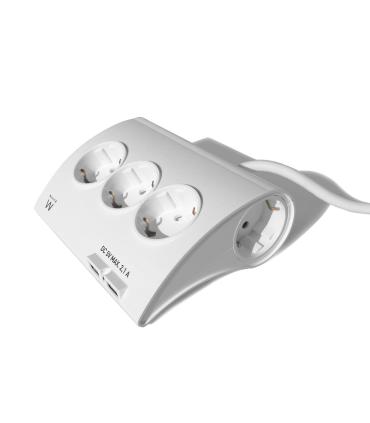 REGLETA EWENT 5 TOMAS SHUKO 16A SOBREMESA 2 PUERTOS USB 1.5M BLANCA