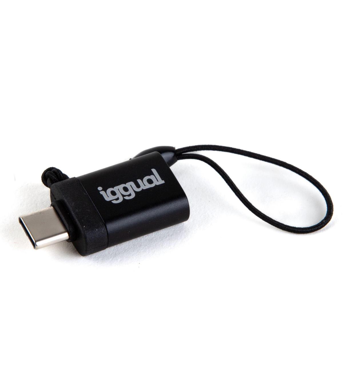 Iggual Adaptador USB OTG Tipo C A USB-A 3.1 Negro