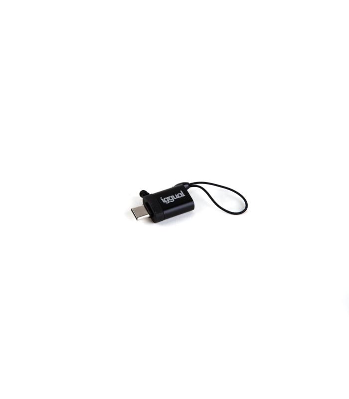 Iggual Adaptador USB OTG Tipo C A USB-A 3.1 Negro