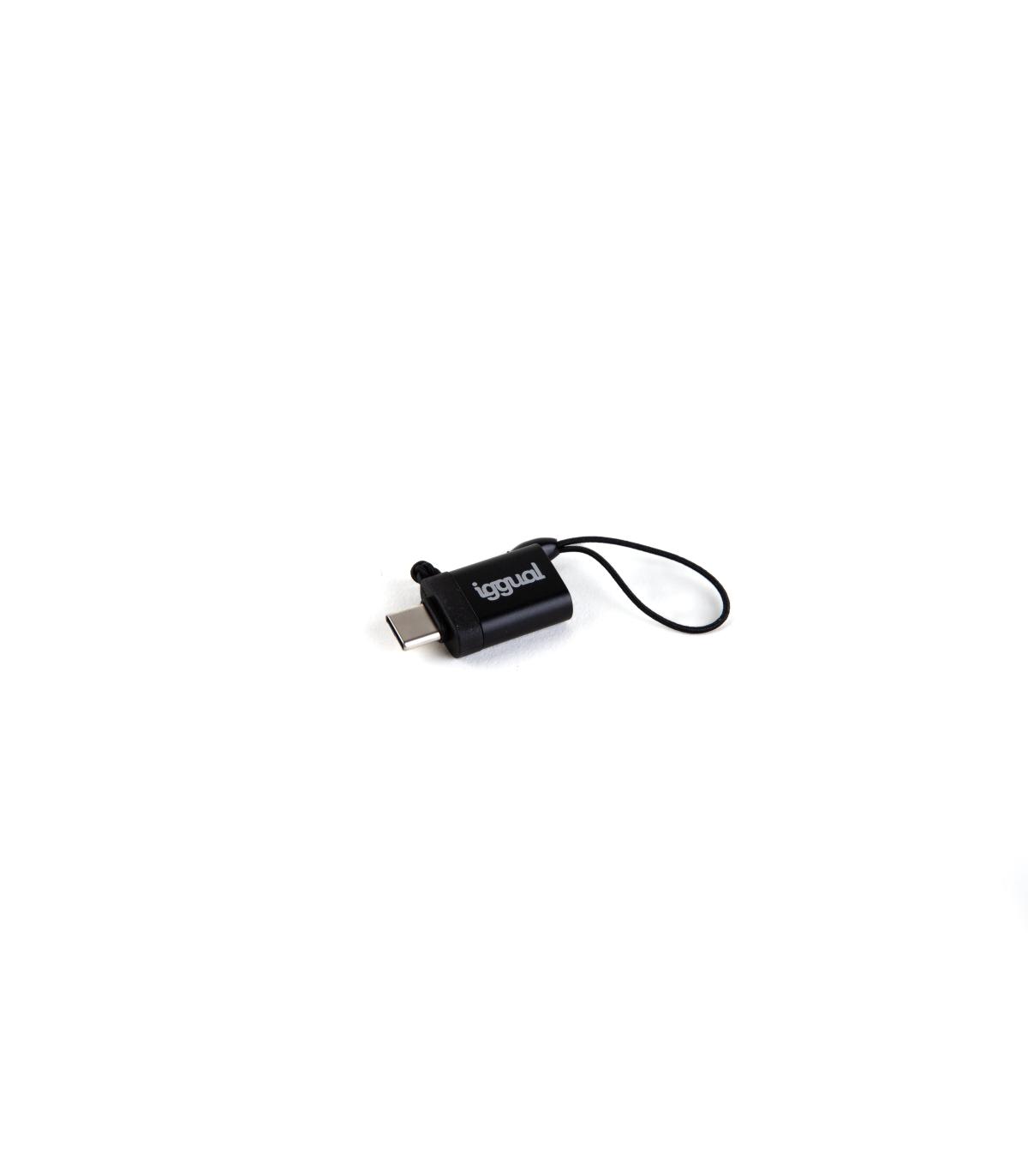 Iggual Adaptador USB OTG Tipo C A USB-A 3.1 Negro