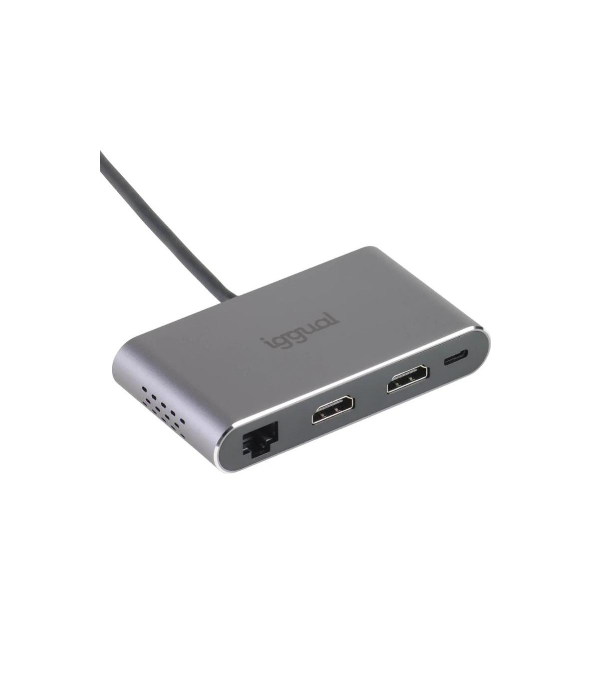 Iggual Hub C 8 En 1 2xHDMI 2xUSB 2xSD RJ45 PD100W