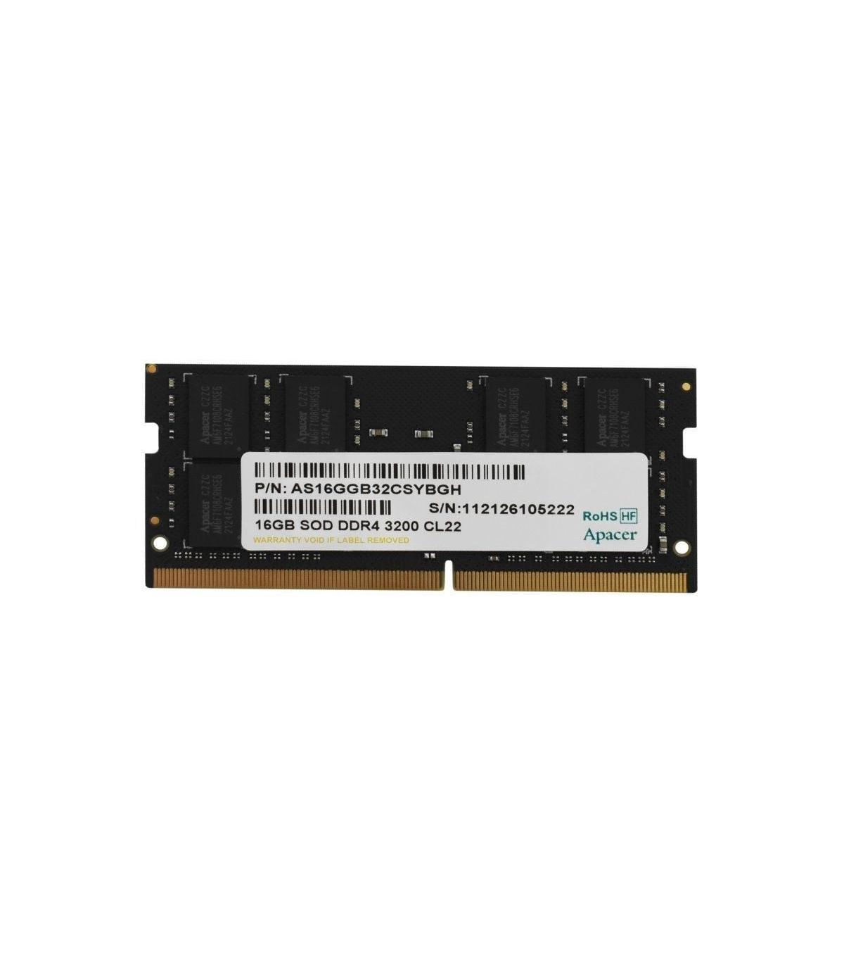 Memoria RAM Apacer ES.16G21.GSH 16GB/ DDR4/ 3200MHz/ 1.2V/ CL22/ SODIMM