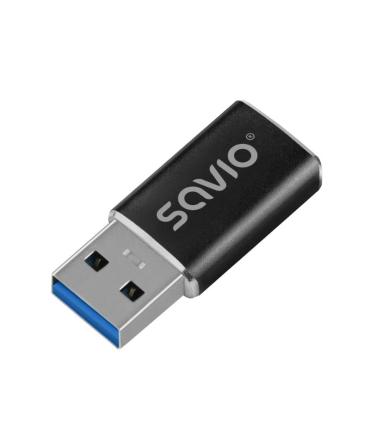 ADAPTADOR SAVIO AK-81 USB-C 3.1 USB-A 3.1 BLACK