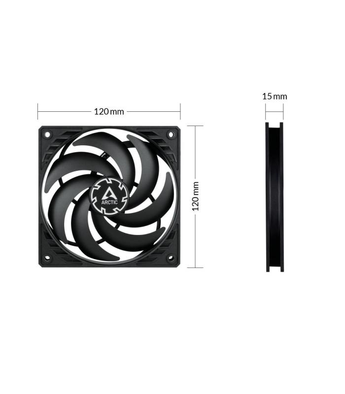Ventilador Arctic P12 Slim PWM PST  12cm  Negro