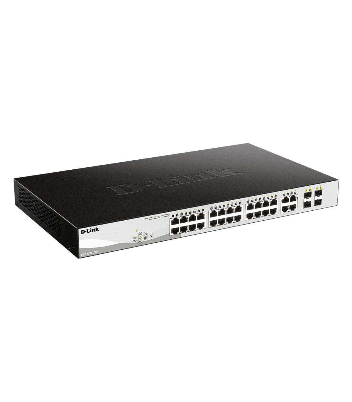 Switch Gestionado D-Link DGS-1210-24P 24 Puertos  RJ-45 10 100 1000  PoE  SFP