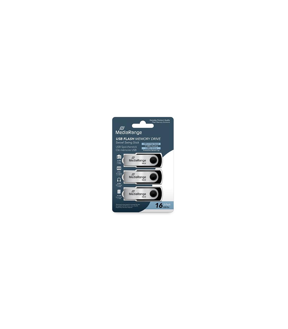 PENDRIVE 16GB USB 2.0 MEDIARANGE 3 PACK