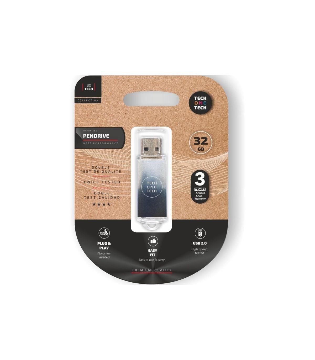 Pendrive 32GB Tech One Tech Be B&W USB 2.0/ Blanco y Negro Degradado