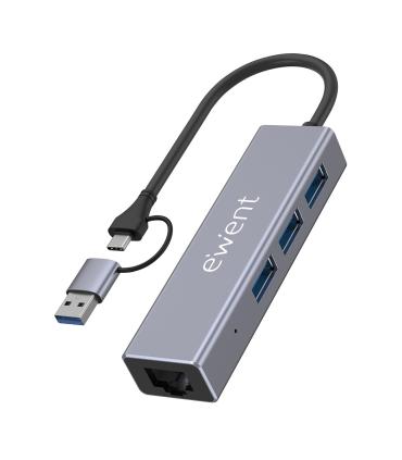 EWENT EW1159 Hub USB 3 PUERTOS 3.1+1 P.GIG USB-C-A