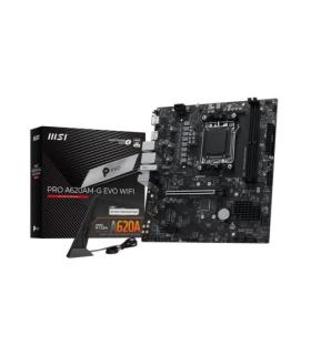PLACA MSI PRO A620AM-G EVO WIFI,AMD,AM5,A620,2DDR5,128GB,DP+HDMI,2.5GBLAN+WIFI6E+BT5.3,4SATA6+2XM.2,7USB3.2,MATX