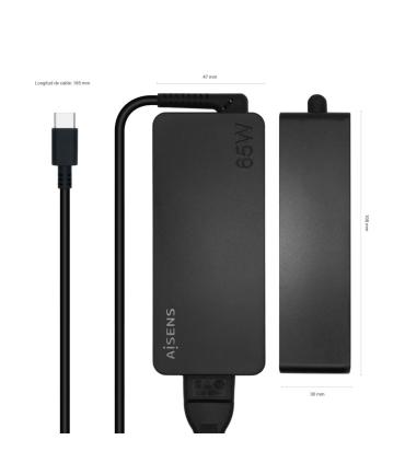Cargador De Porttil Aisens ASCH-1PD65D-BK  1xUSB Tipo-C  65W