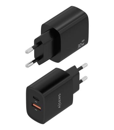 CARGADOR DE PARED GAN AISENS A110-0953  1XUSB TIPO-C  1XUSB 30W  NEGRO
