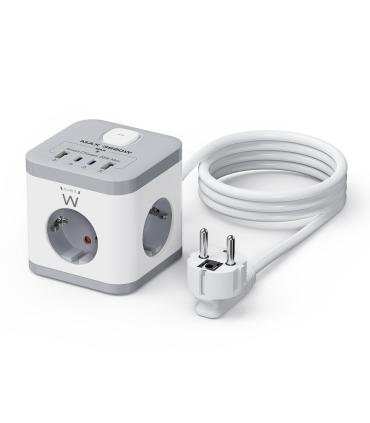 REGLETA CUBO EWENT BLOQUE 3 TOMAS SHUCKO & 2 USB-A & 2USB-C