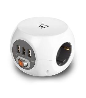 Ewent EW3939 REGLETA CUBO 3 TOMAS 3 USB BLANCO