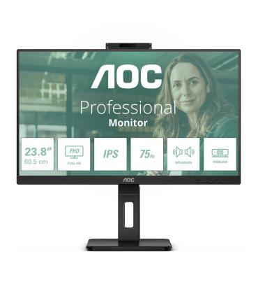 Monitor Profesional AOC 24P3QW 23.8'  Full HD  Webcam  Multimedia  Regulable En Altura  Negro