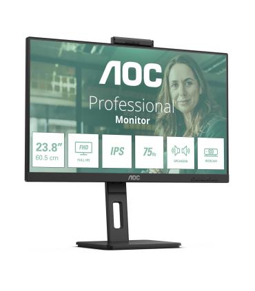 Monitor Profesional AOC 24P3QW 23.8'  Full HD  Webcam  Multimedia  Regulable En Altura  Negro
