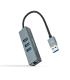 Nanocable Conversor USB 3.0 A Ethernet Gigabit + 3XUSB 3.0, Aluminio, Gris, 15 Cm