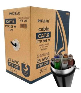Bobina de Cable RJ45 FTP Phasak PHR 670 Cat.6/ 305m/ Gris Oscuro