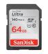 Tarjeta de Memoria SanDisk Ultra 64GB SD HC UHS-I - SDXC/ Clase 10/ 140MBs