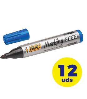 Caja de Rotuladores de Punta Fibra Acrlica Permanente Bic Marking 2000/ 4.9mm/ 12 unidades/ Azules