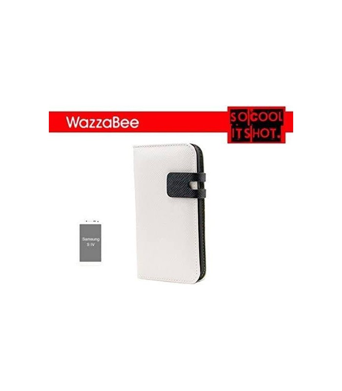 FUNDA WAZZABEE PARA SAMSUNG S IV POLIPIEL, MARCO INT. PLASTICO,CIERRE MAGNETICO,BLANCO (WB-S4-WP-WH)