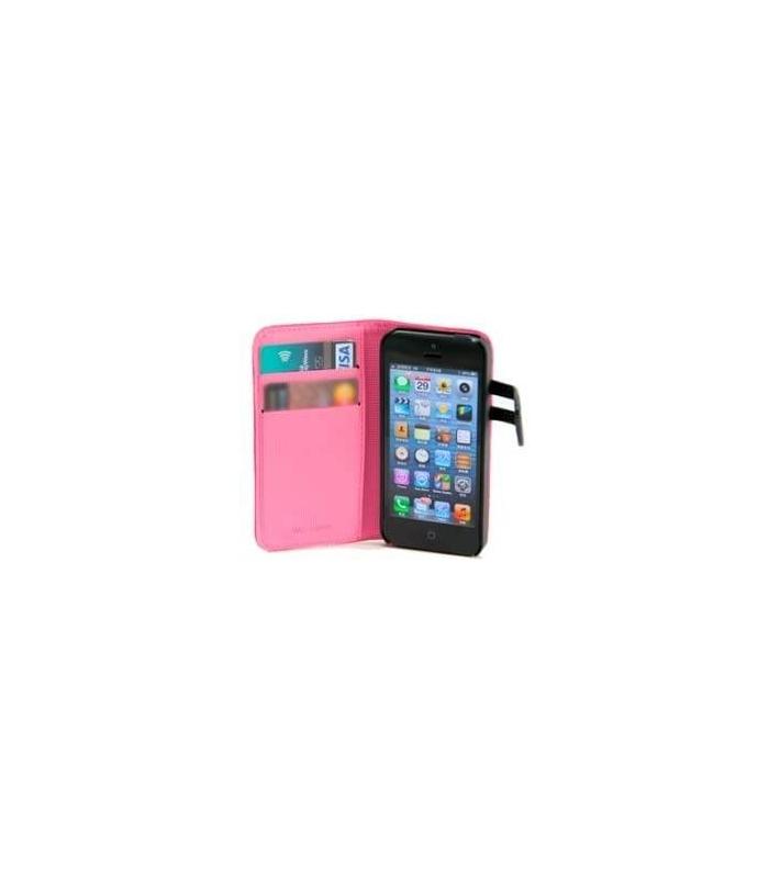 FUNDA WAZZABEE PARA IPHONE 5 POLIPIEL, MARCO INTERIOR PLASTICO, CIERRE MAGNETICO, ROSA (WB-M30WP-PK)