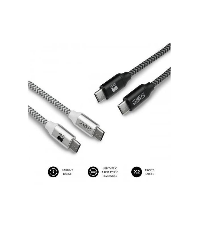 SUBBLIM PACK 2 CABLES USB TIPO USB-C A USB-C 1 M BLACK/SILVER