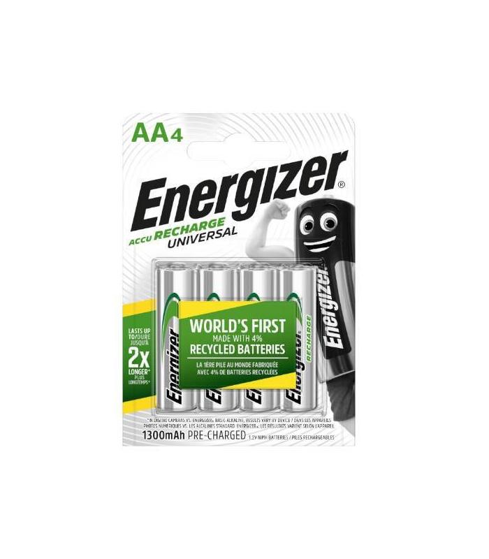 BLISTER 4 PILAS RECARGABLES UNIVERSAL POTENCIA 1300 MAH TIPO HR6 ENERGIZER