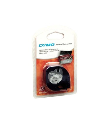 DYMO CINTA PLASTICO 91209 NEGRO-PLATA 12MMx4M. ROTULADORAS LETRATAG