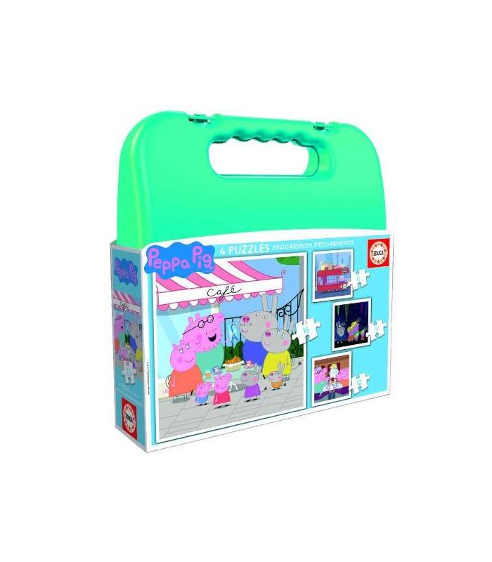 MALETA PUZZLES PROGRESIVOS PEPPA PIG 6-9-12-16 DE 3-5 AOS EDUCA BORRAS 18112