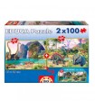 PUZZLE 2x100 DINO WORLD DE 6-8 AOS EDUCA BORRAS 15620