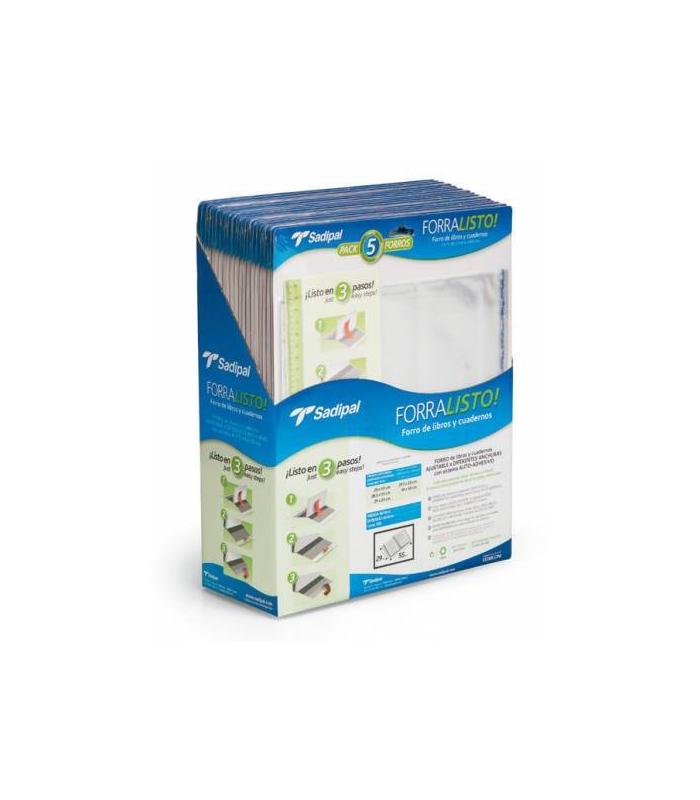 BLISTER 5 FUNDAS DE FORRO CON 2 SOLAPAS AJUSTABLES 28 CM SADIPAL 02213