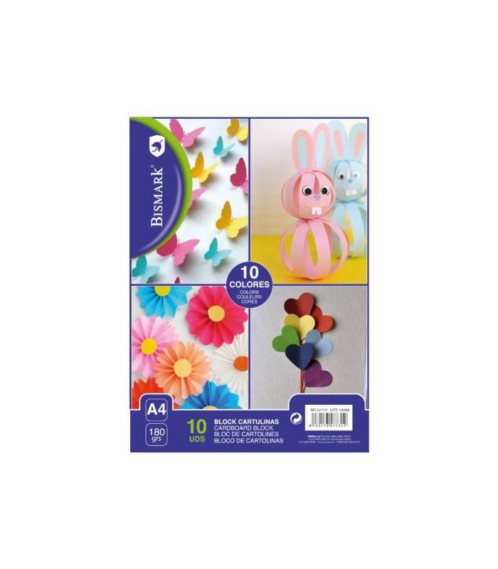 BLOCK 10 CARTULINAS COLORES FORMATO A4 BISMARK 327731