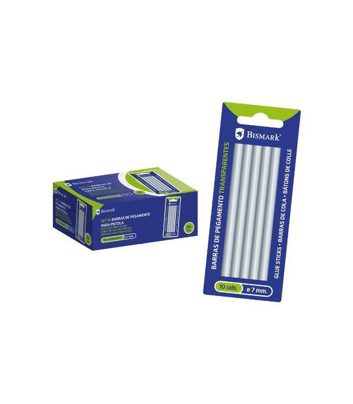 BLISTER 10 BARRAS DE PEGAMENTO SILICONA TRANSPARENTE 7,2 X 100 MM. BISMARK 327109