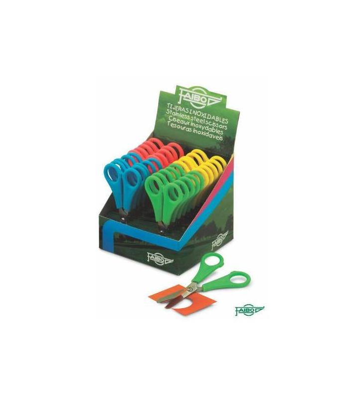 EXPOSITOR DE 20 TIJERAS 13 CM. ESCOLARES 4 COLORES FAIBO TE13E