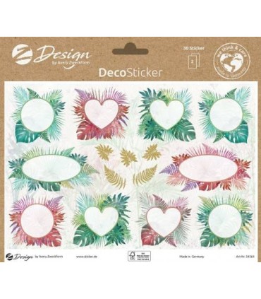 SOBRE CON 2 HOJAS 76X120MM Y 30 PEGATINAS FONDO JARDIN AVERY 54564