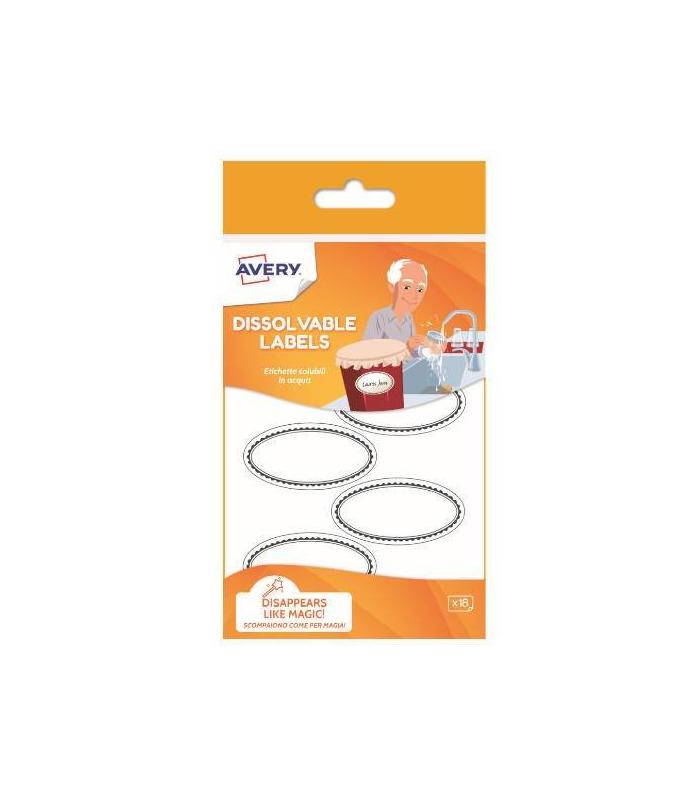 PAQUETE 18 ETIQUETAS DISOLUBLES EN AGUA 55X92MM AVERY SOLUB18-UK