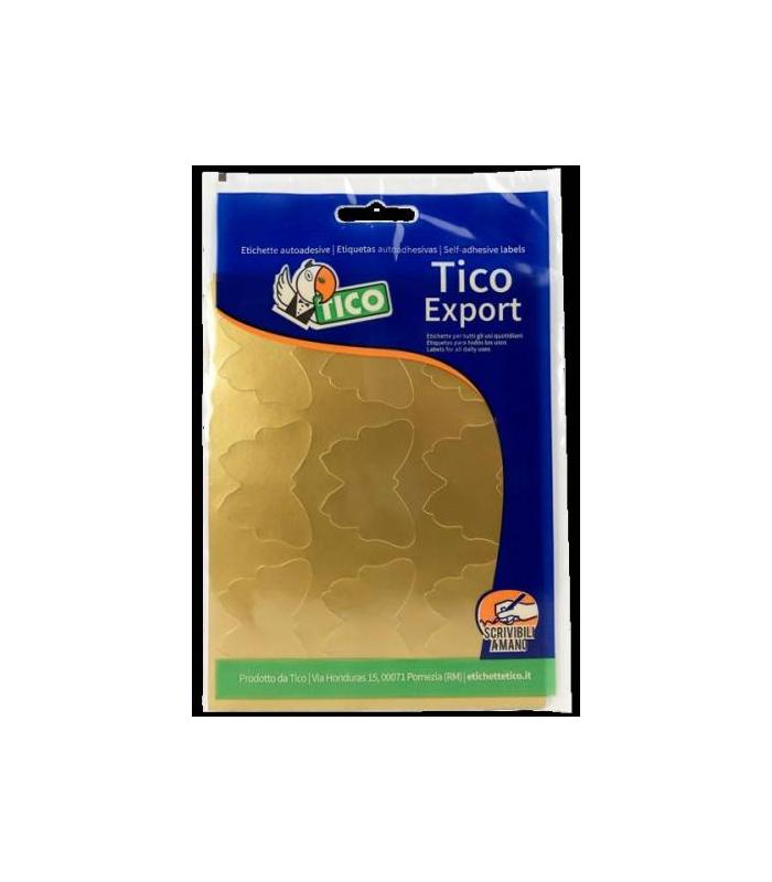 PAQUETE 10 HOJAS ETIQUETAS SATINADAS ORO 48X36 MM TICO E-GL-4836