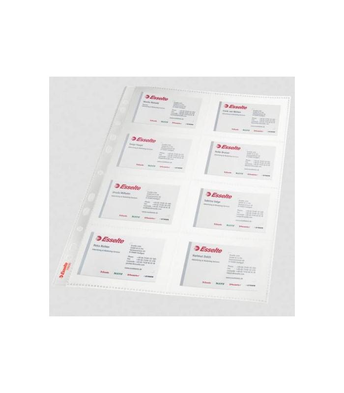 BOLSA 10 FUNDAS TARJETAS VISITAS MULTITALADRO PVC FORMATO A4 110 MICRAS ESSELTE 78930
