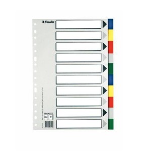 SEPARADOR DE POLIPROPILENO CON 10 POSICIONES FORMATO FOLIO COLORES VIVOS ESSELTE 11610