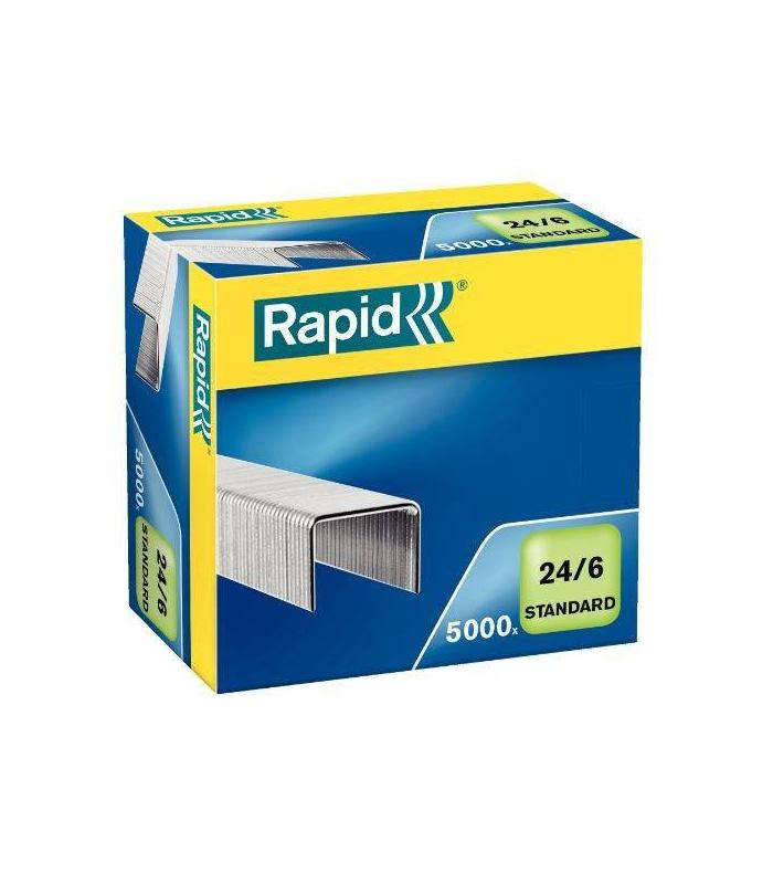 CAJA DE 5000 GRAPAS TIPO 22/6 - 24/6 GALVANIZADAS PARA GRAPADORAS DE SOBREMESA/OFICINA RAPID 24859800