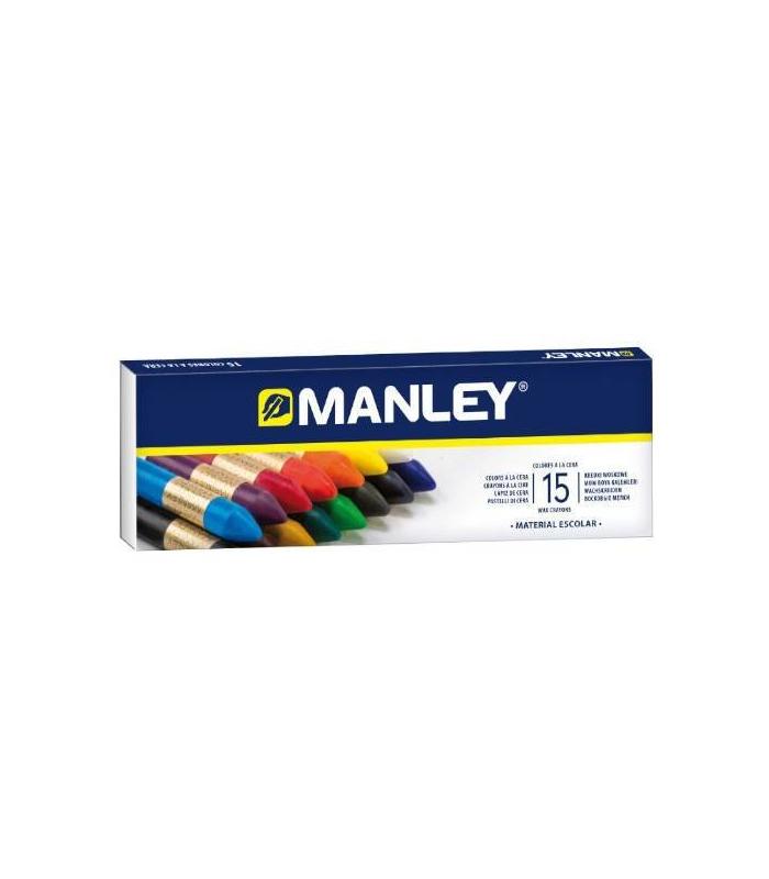 ESTUCHE DE 15 UNIDADES CERAS BLANDAS COLORES SURTIDOS MANLEY MNC00055