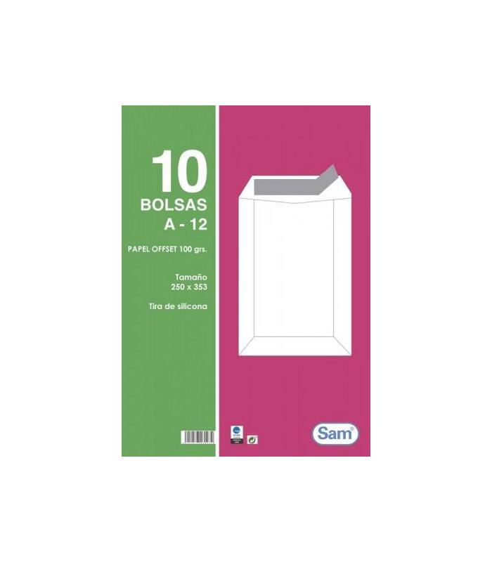 PAQUETES DE 10 BOLSAS BLANCAS, CON TIRA DE SILICONA TAMAO 250X353 100 GRS. SAM 665108