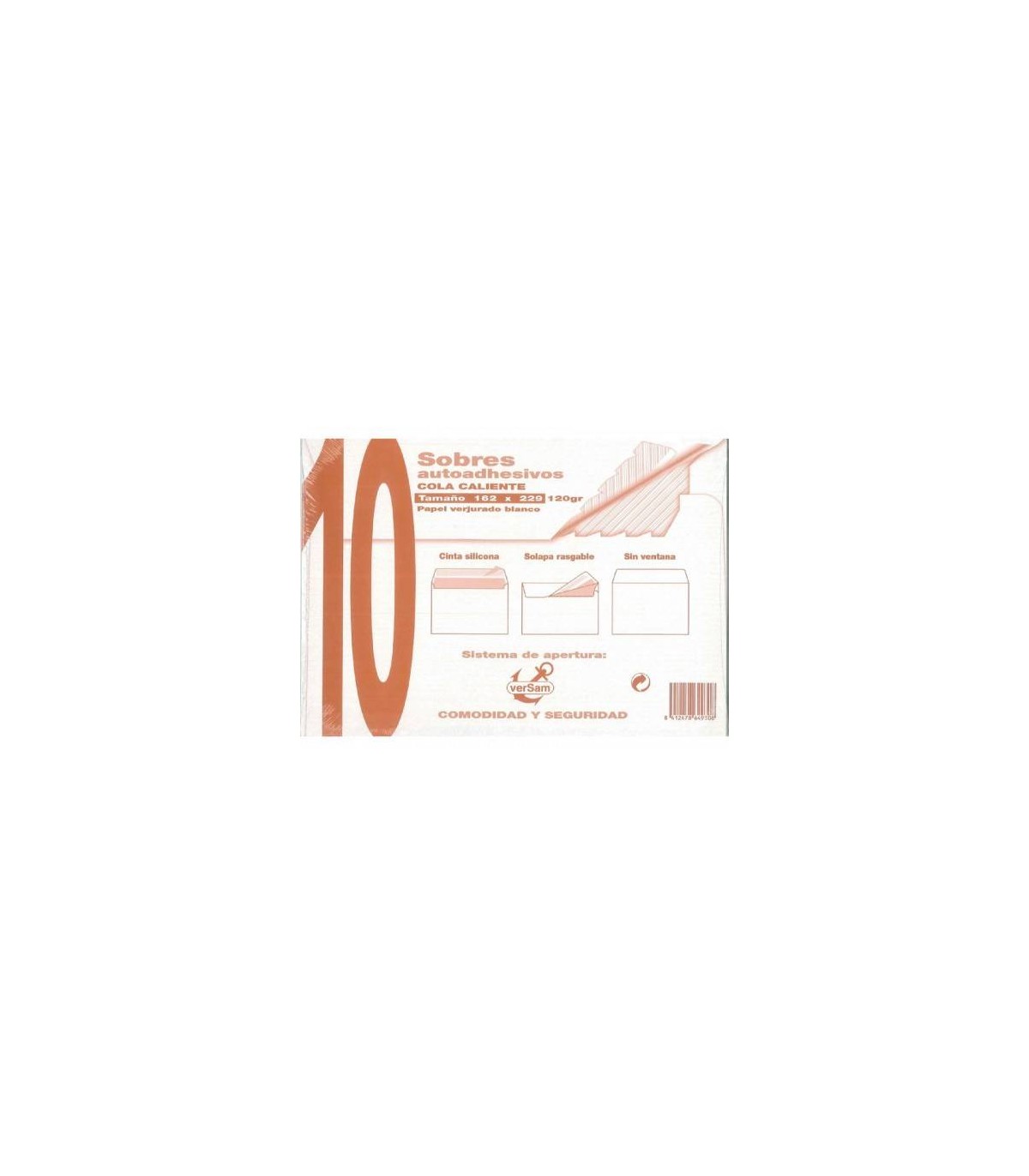 PAQUETES DE 10 SOBRES BLANCO VERJURADO 162X229 120 GRS. SAM 664930