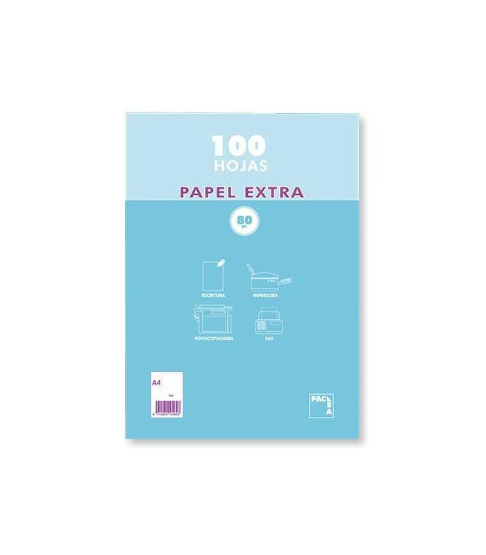 PAQUETE PAPEL EXTRA BLANCO SATINADO 100 HOJAS 80 GRS. A-4 (210X297MM.) LISO PACSA 21811