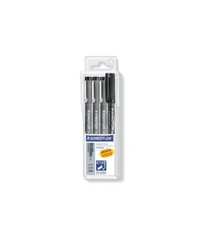 ESTUCHE 3 CALIBRADOS PIGMENT LINER 308, + REGALO PORTAMINAS STAEDTLER 308 S1WP3